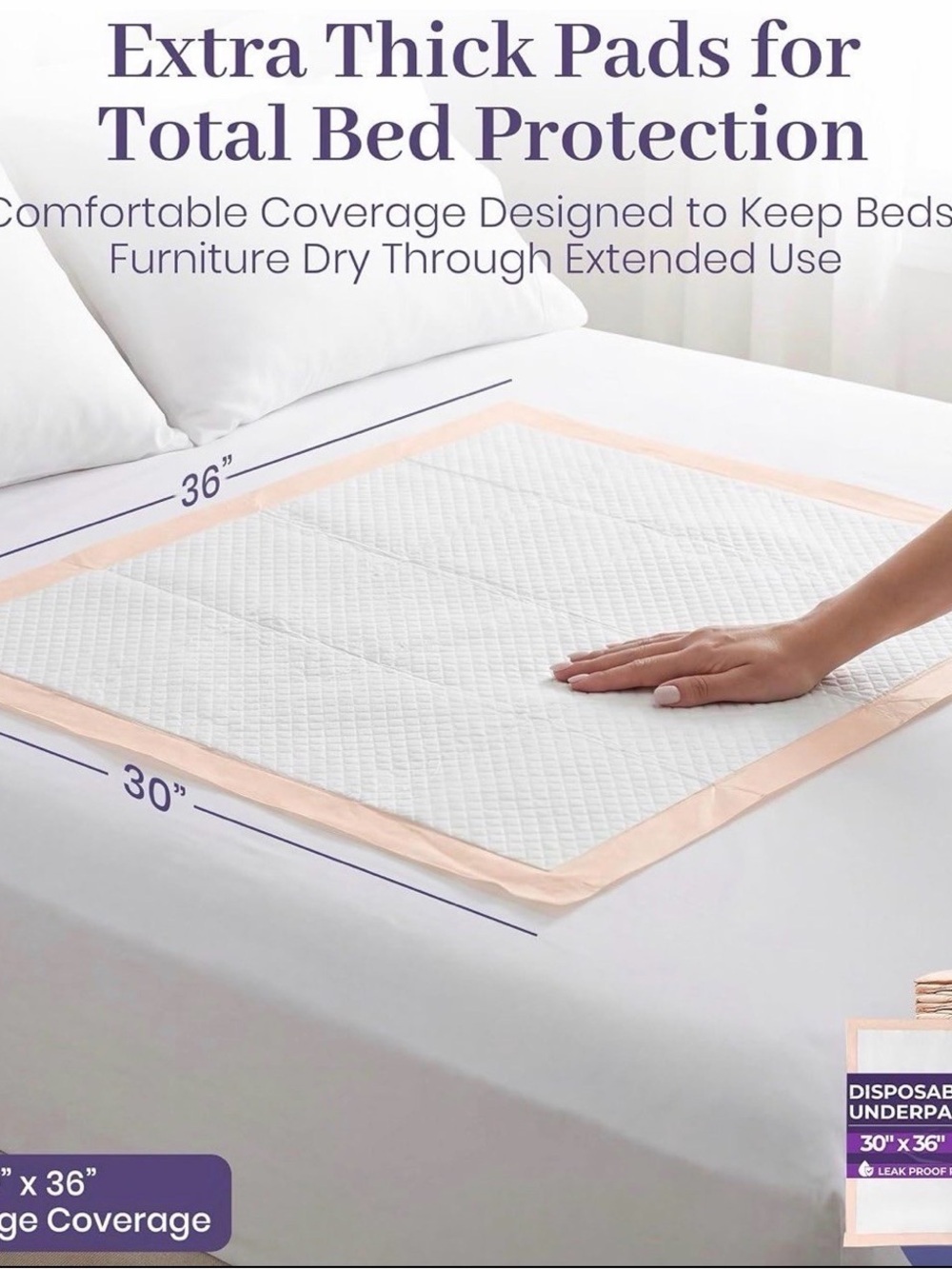 ProHeal Disposable Underpads 30x36 Waterproof Bed Pads 50 Count PH-16712H